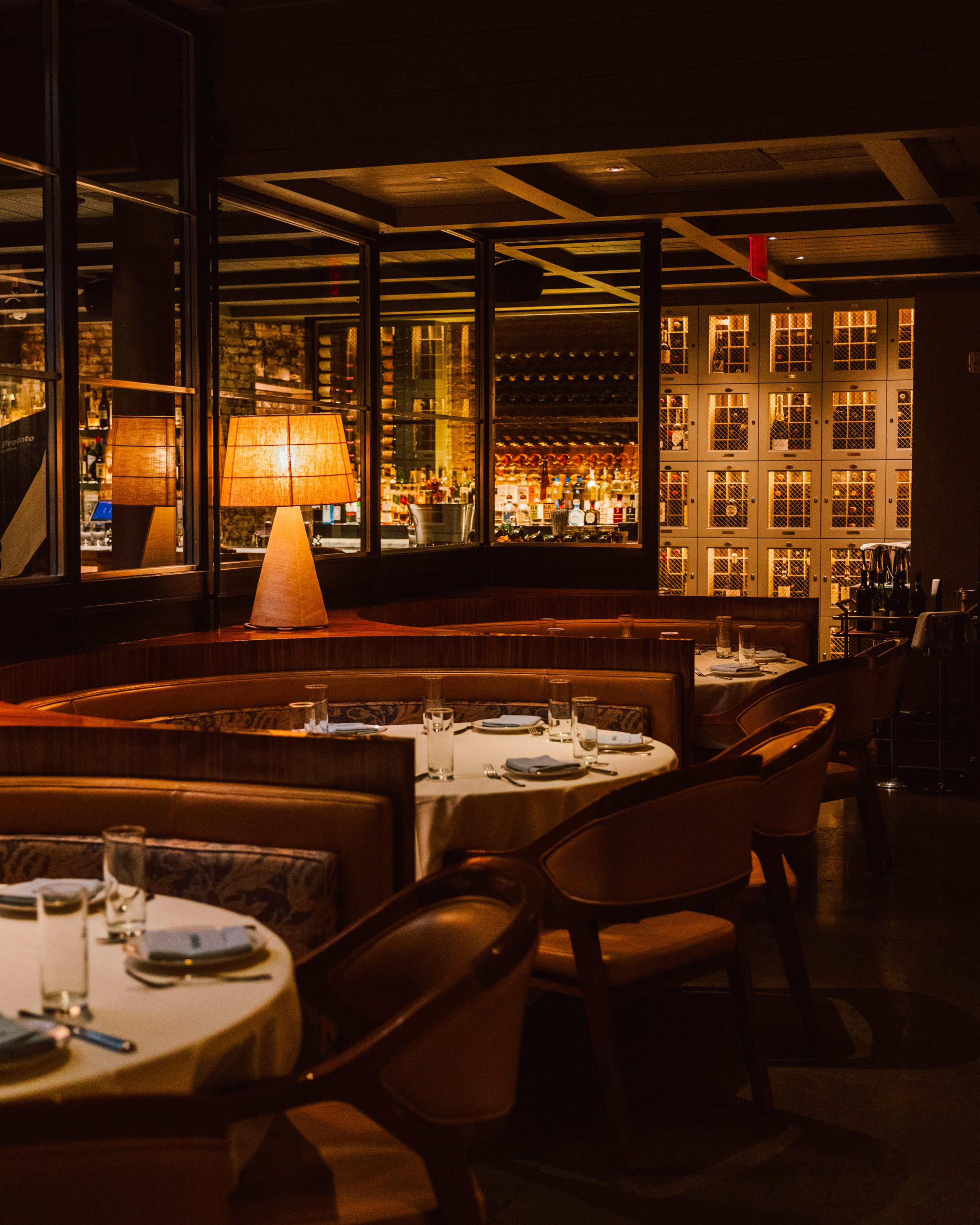 a large room with tables and chairs