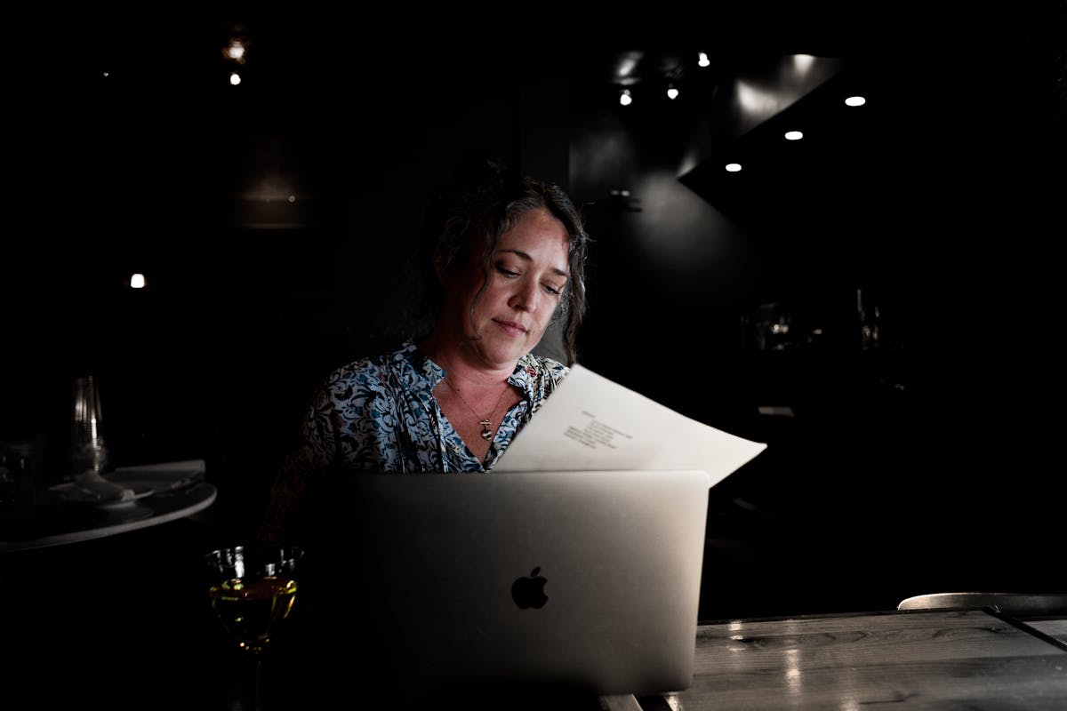 a person sitting at a table