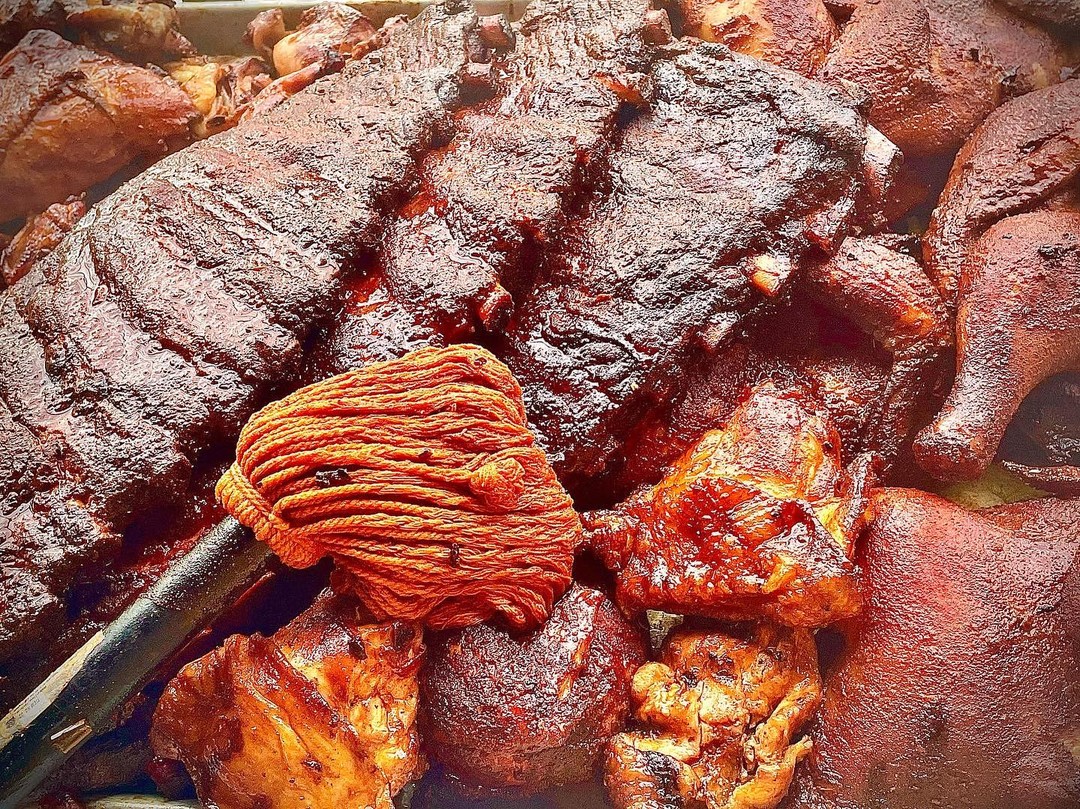 a close up of food