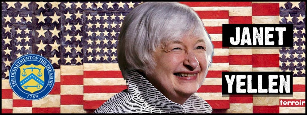 Janet Yellen smiling for the camera