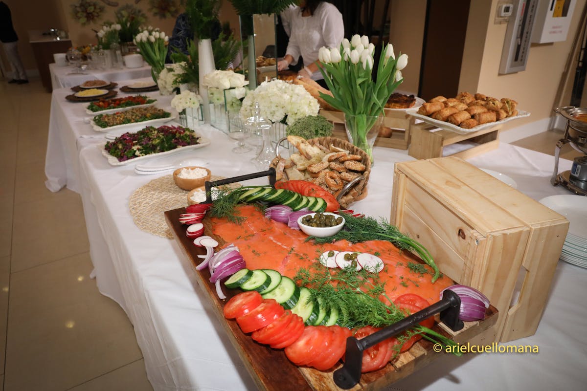 a table topped with different types of food