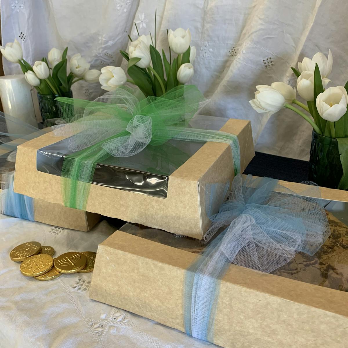 a vase of flowers on a table