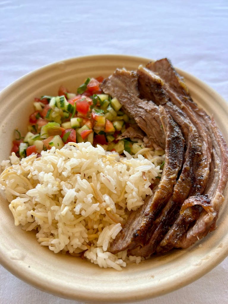a plate of food with rice