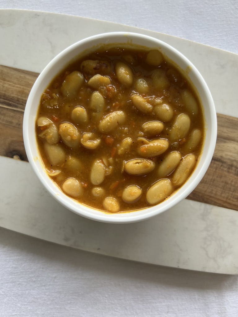 a bowl of soup and a spoon
