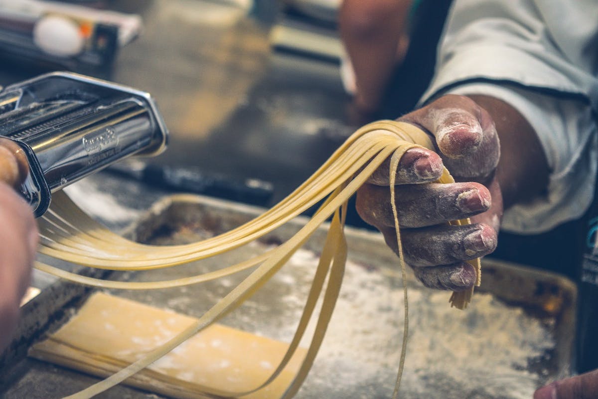 fresh pasta being made