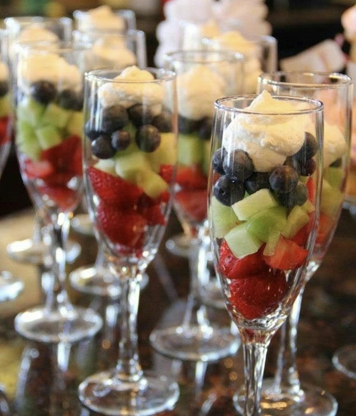 berries in a champagne glass