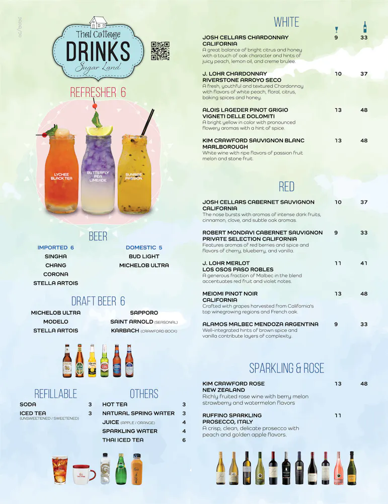 Menus | Thai Cottage in Sugar Land, TX