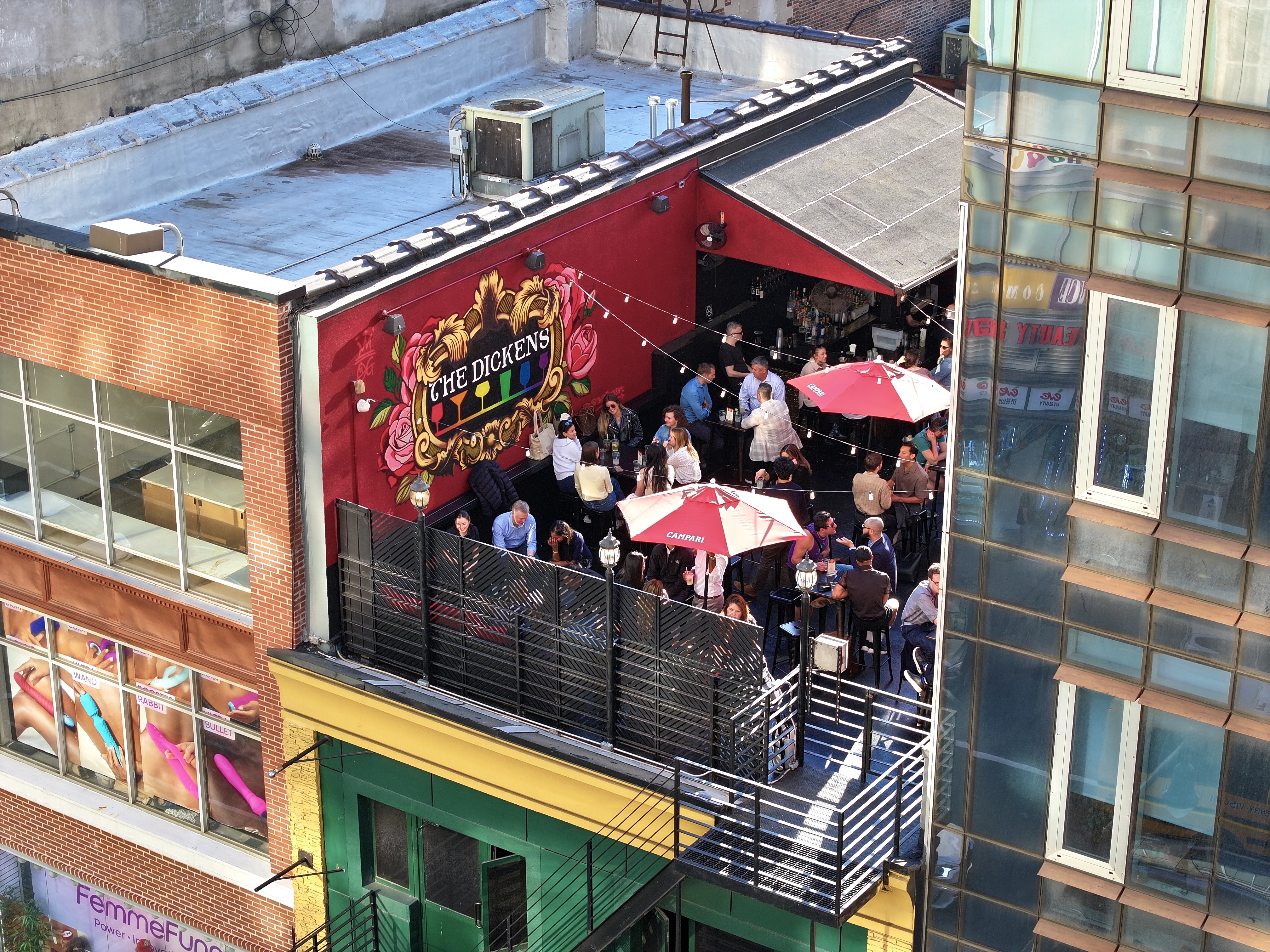 a group of people of a rooftop