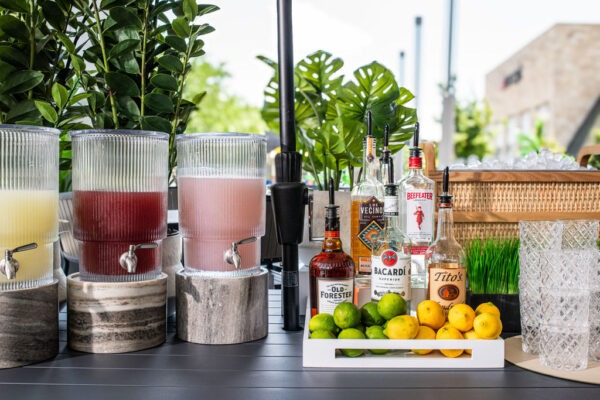 a group of drinks on a table