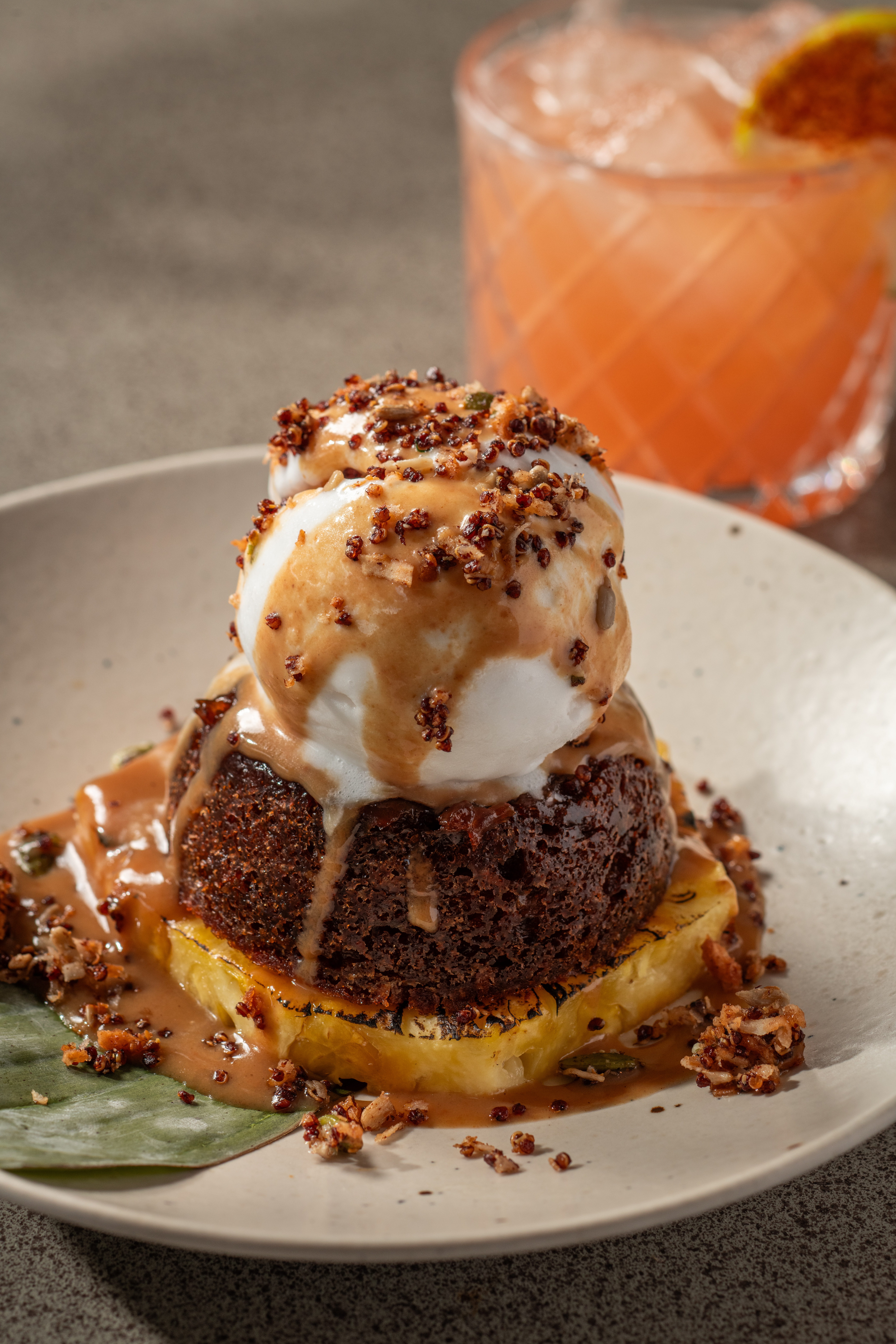 pina colada cake with ice cream