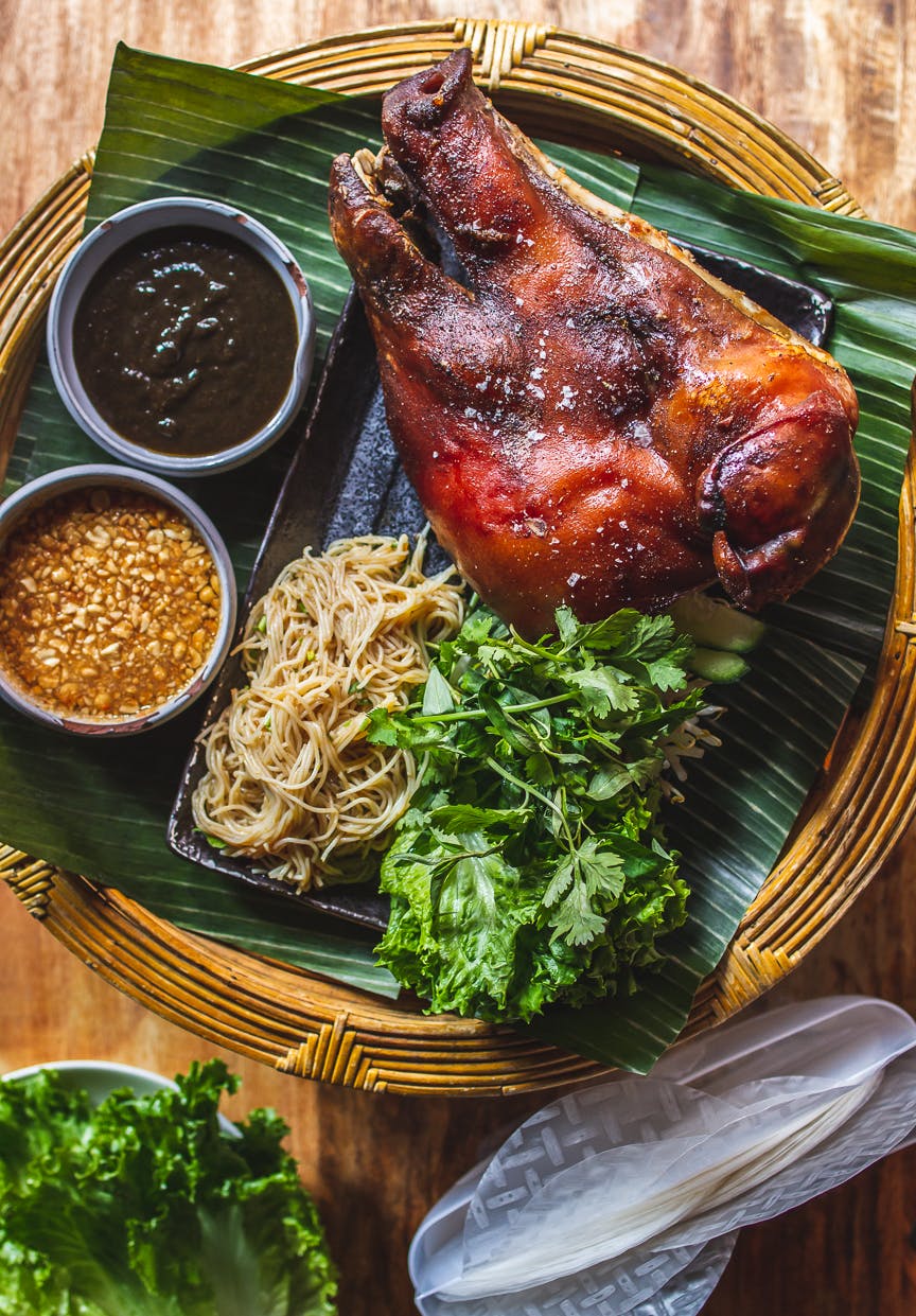 Crispy Pig Face Lettuce Wraps