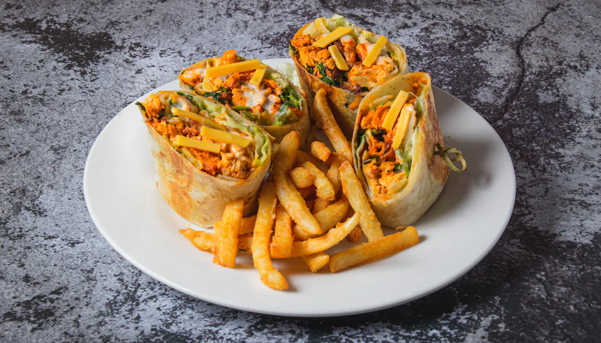 a wrap with french fries