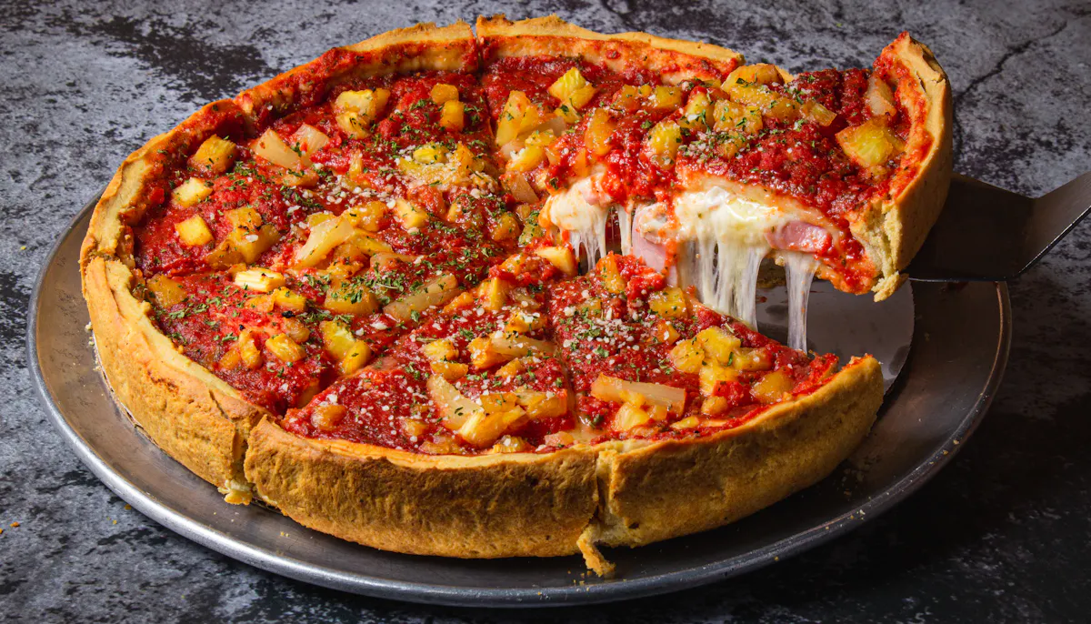 a deep dish pizza