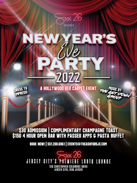 New Years Eve Six26 Premier LGBTQ Lounge & Rooftop in Jersey City, NJ