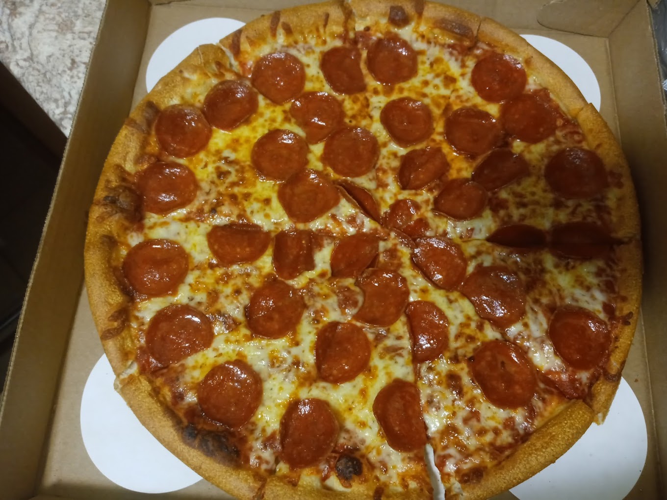 a large pepperoni pizza