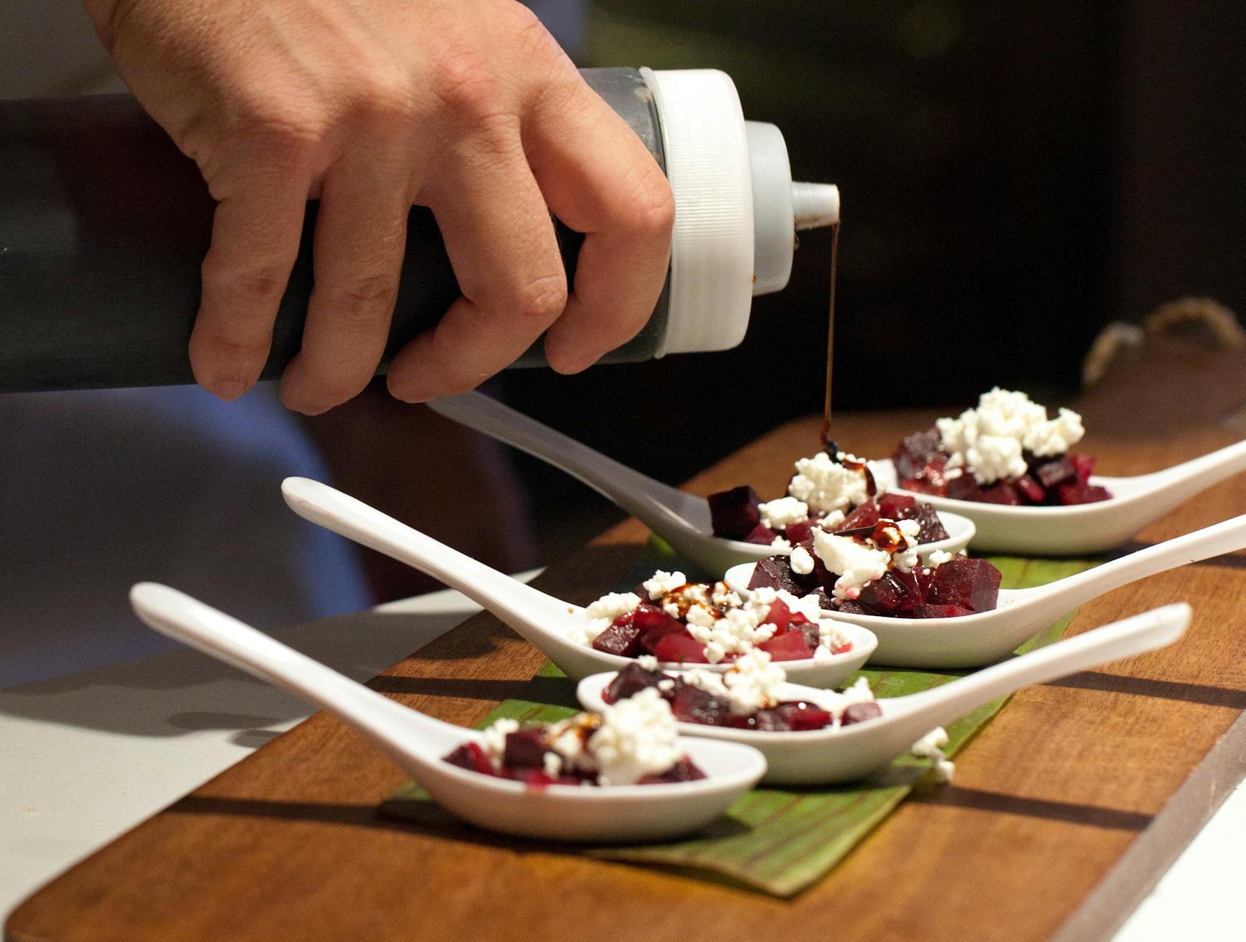 a plate of food with a knife