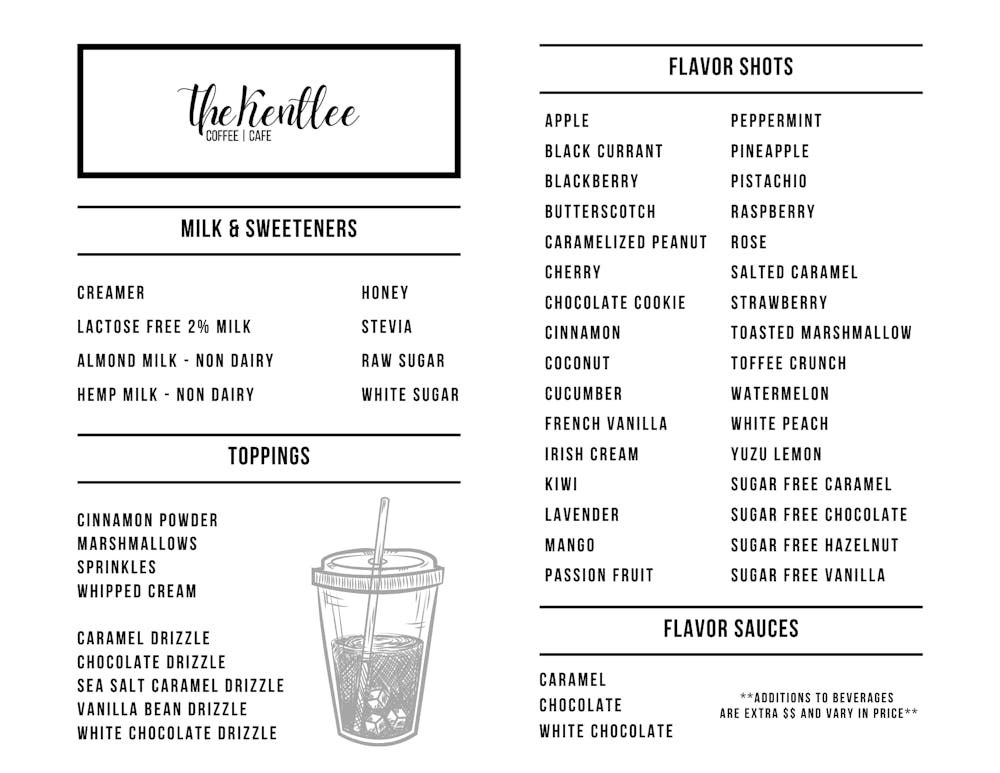 Weekly Menu The Kentlee Coffee Cafe in Greensburg, PA