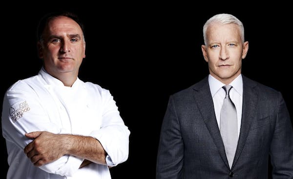 Jose Andres, Anderson Cooper are posing for a picture