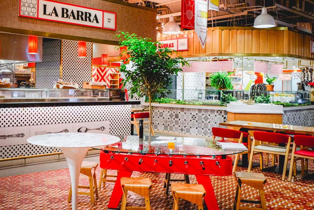 a dining table in a restaurant