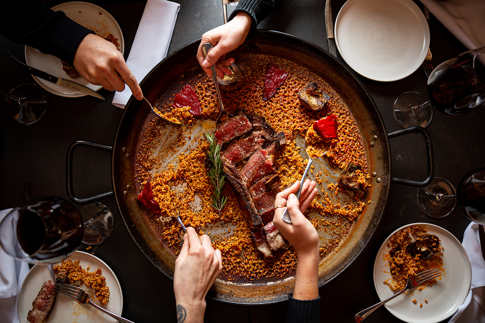 Paella at Leña at Mercado Little Spain