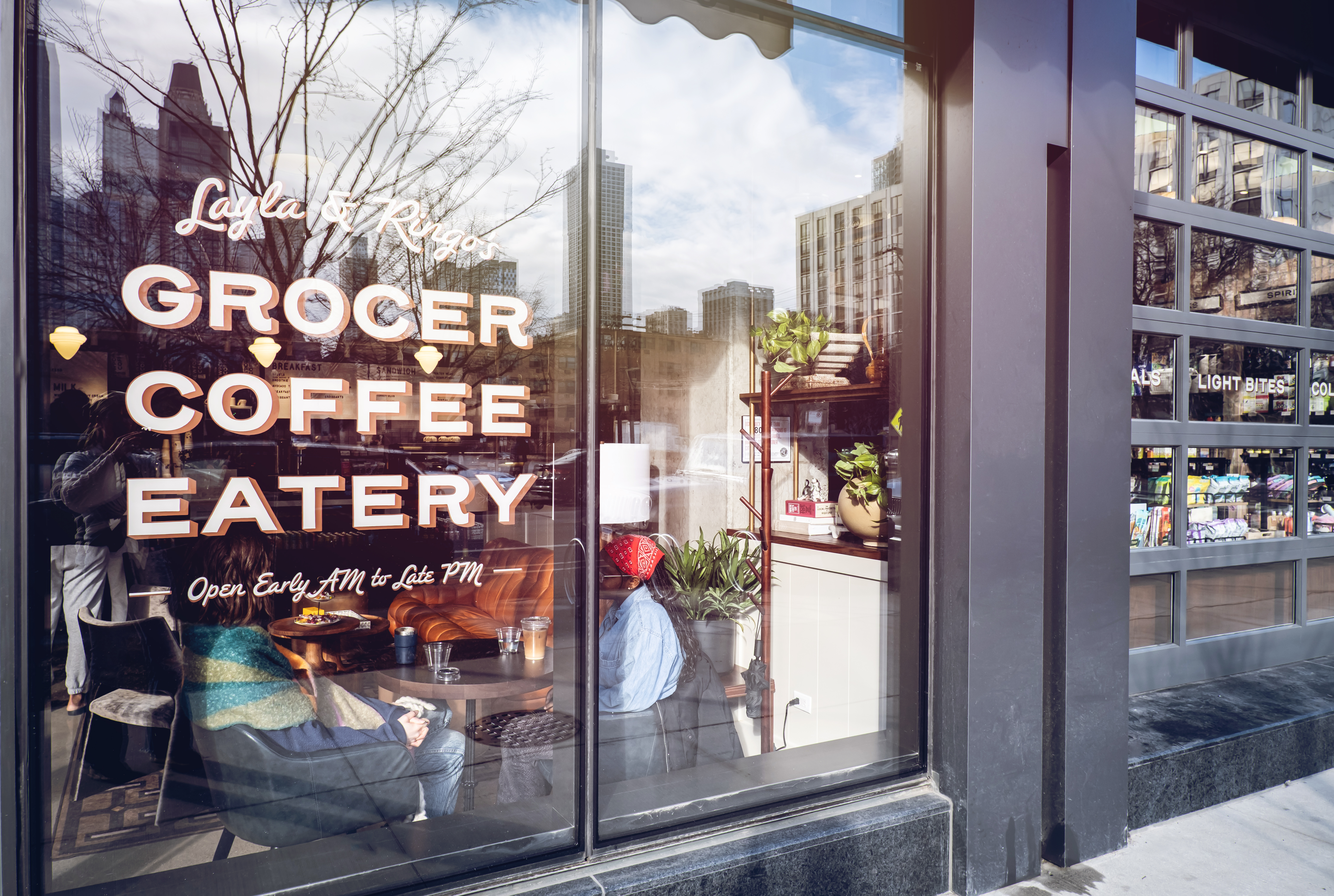 a sign above a store