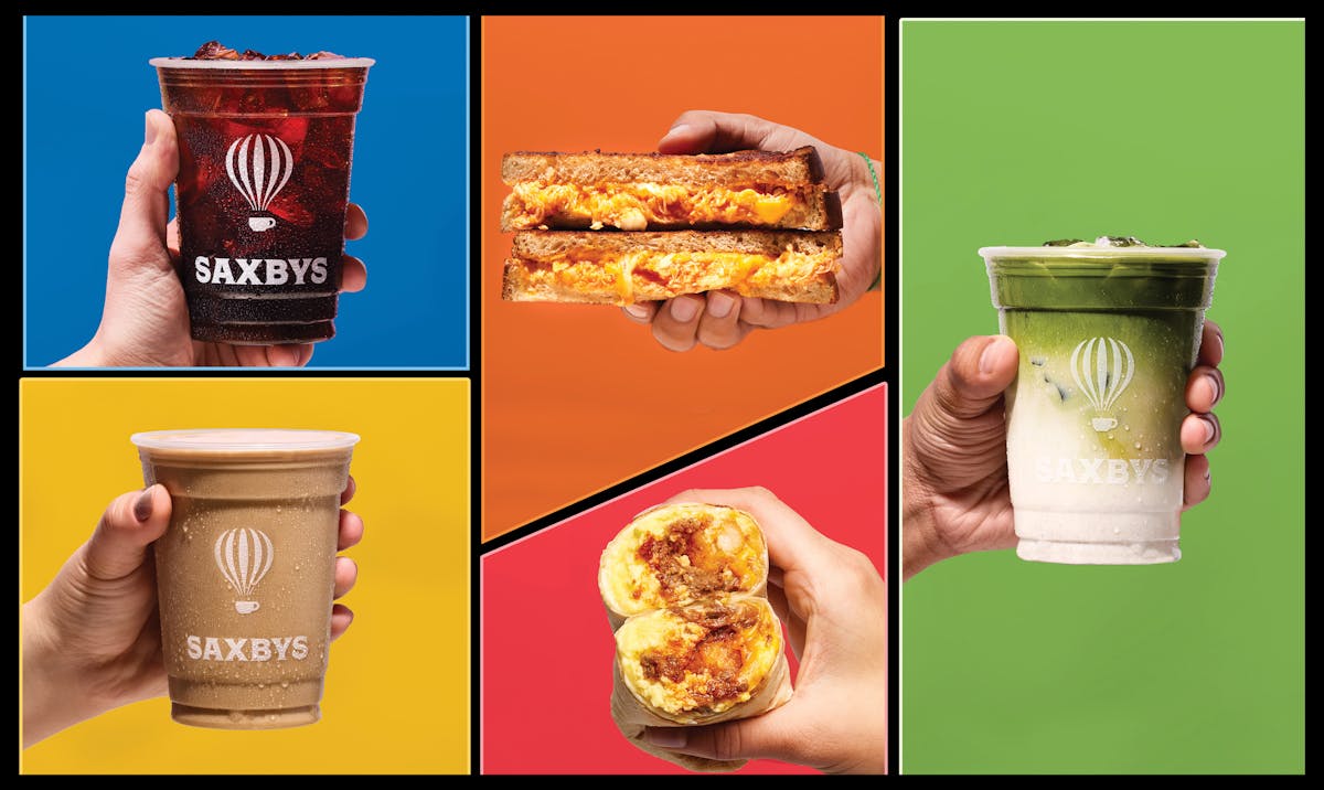 a collage of menu items