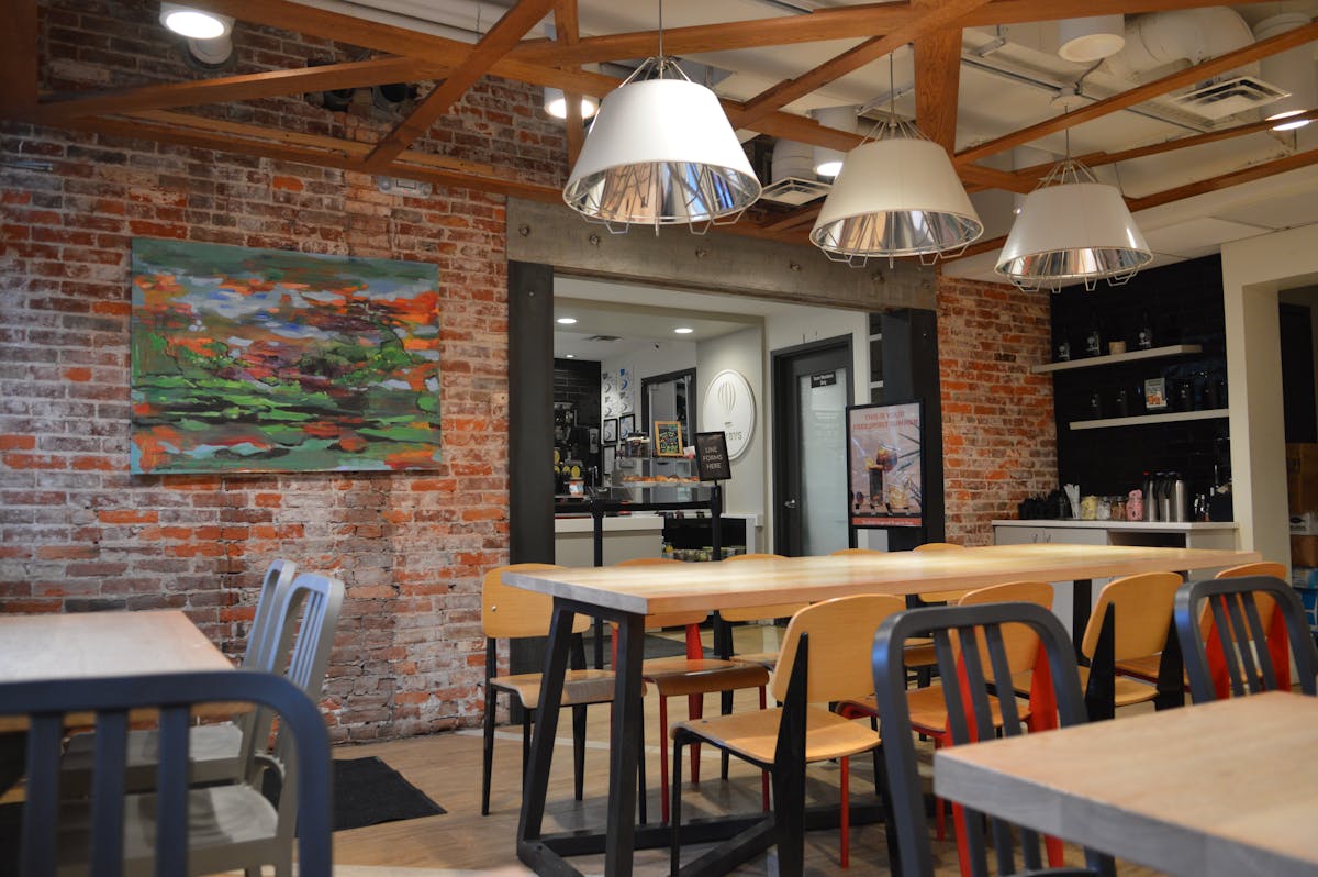 empty tables in a cafe