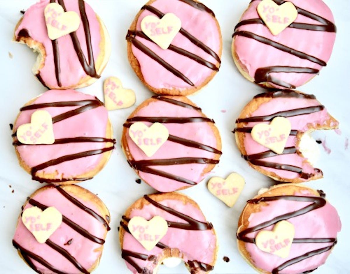 a close up of sweet pink cookies