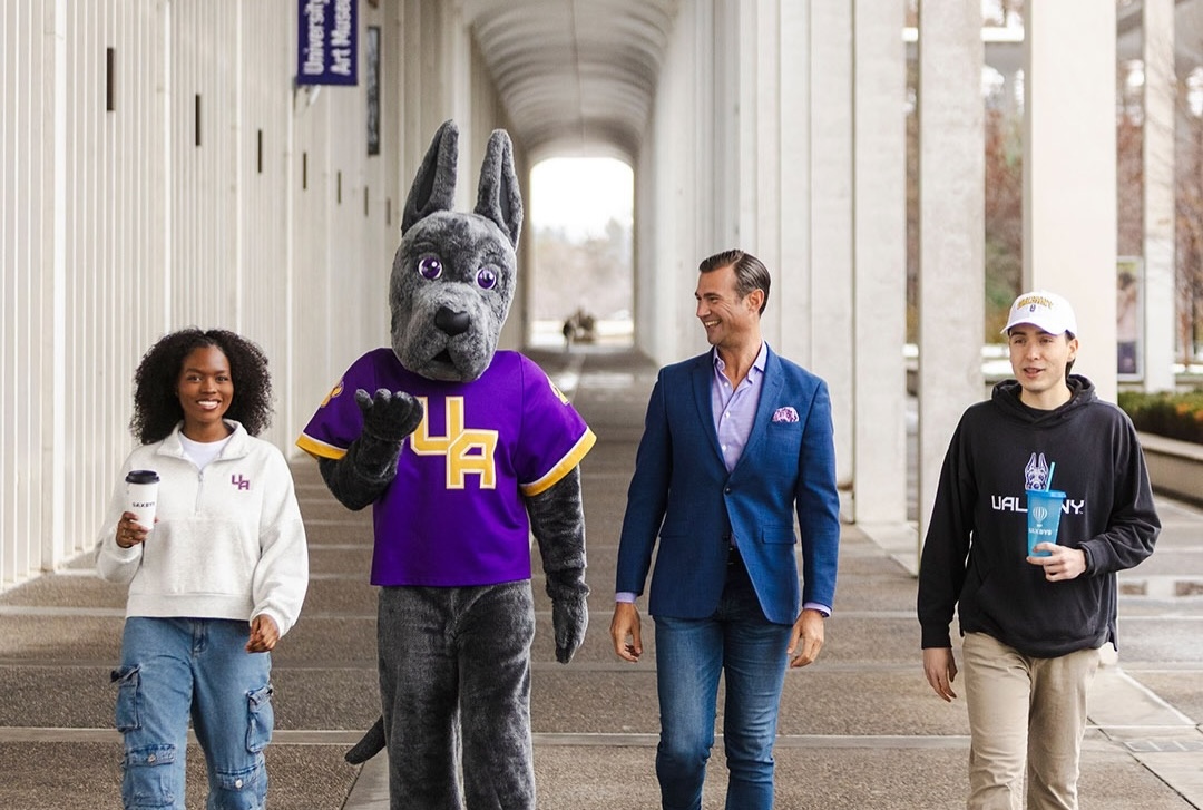 group of students with mascot