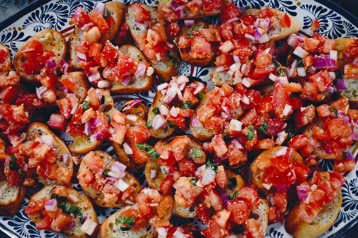 a dish is filled with food