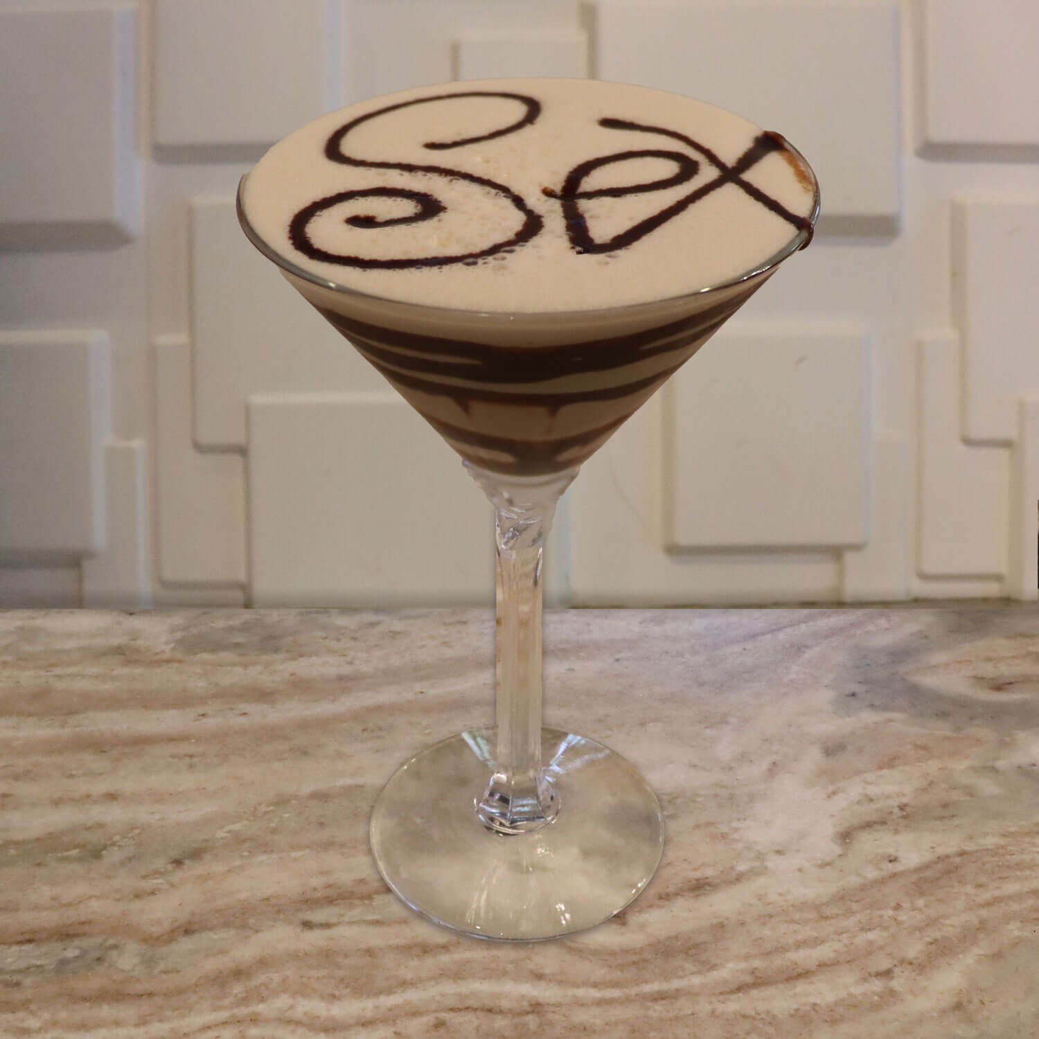 Irish Cream, Coffee Liqueur, Amaretto, Cream, and Chocolate Swirls