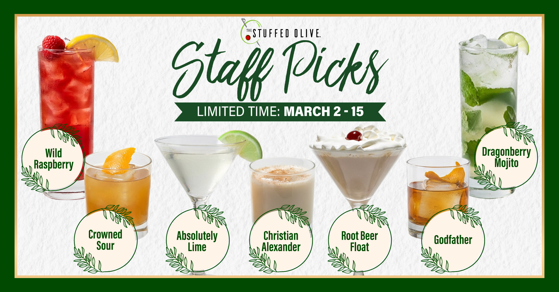 Stuffed Olive Holiday Cocktails