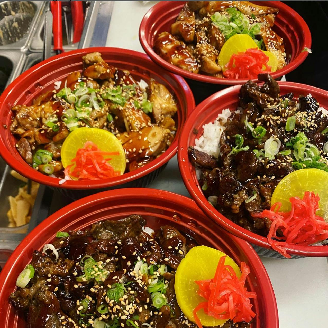 a bowl filled with different types of food on a table
