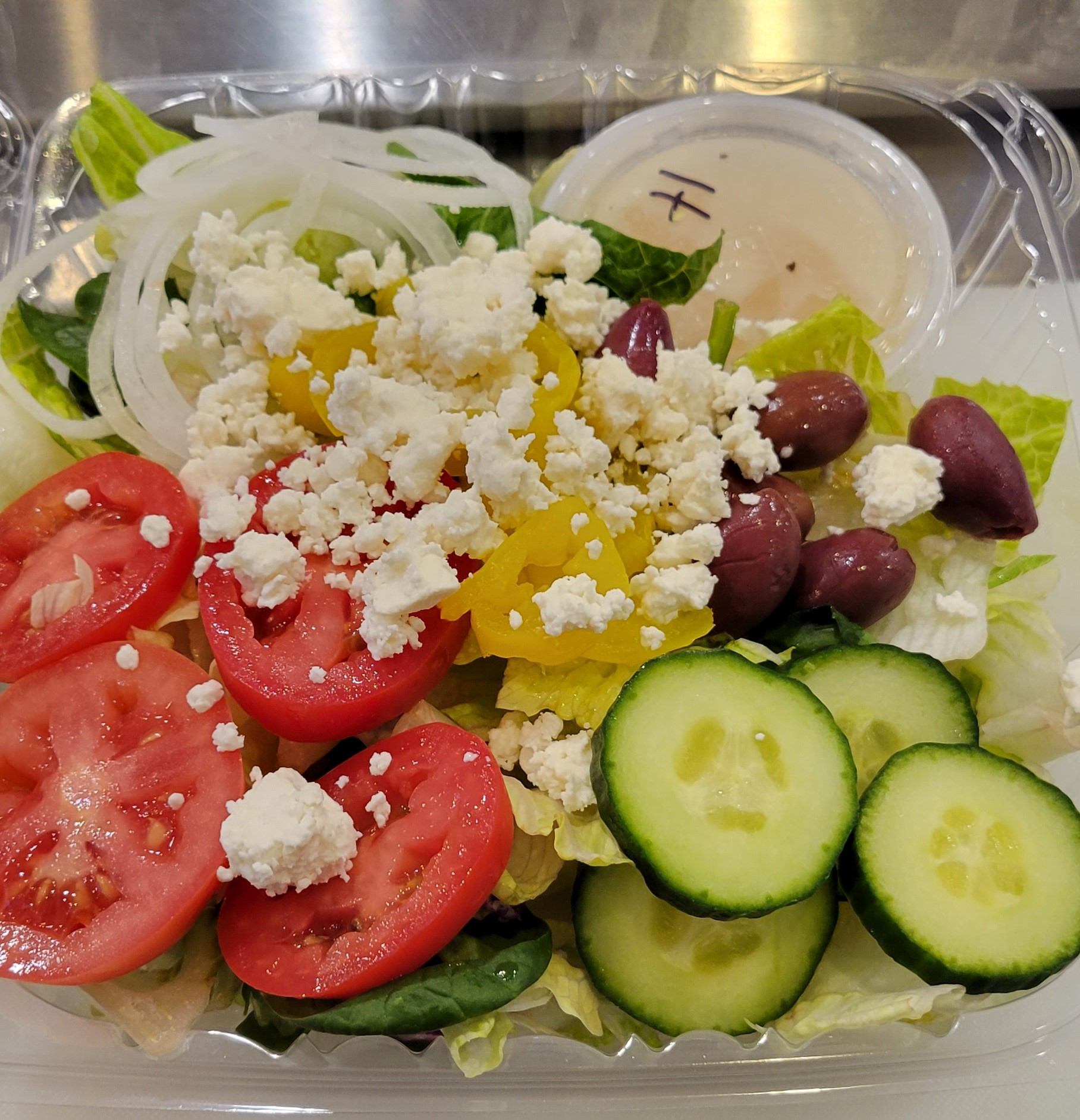 a dish is filled with food