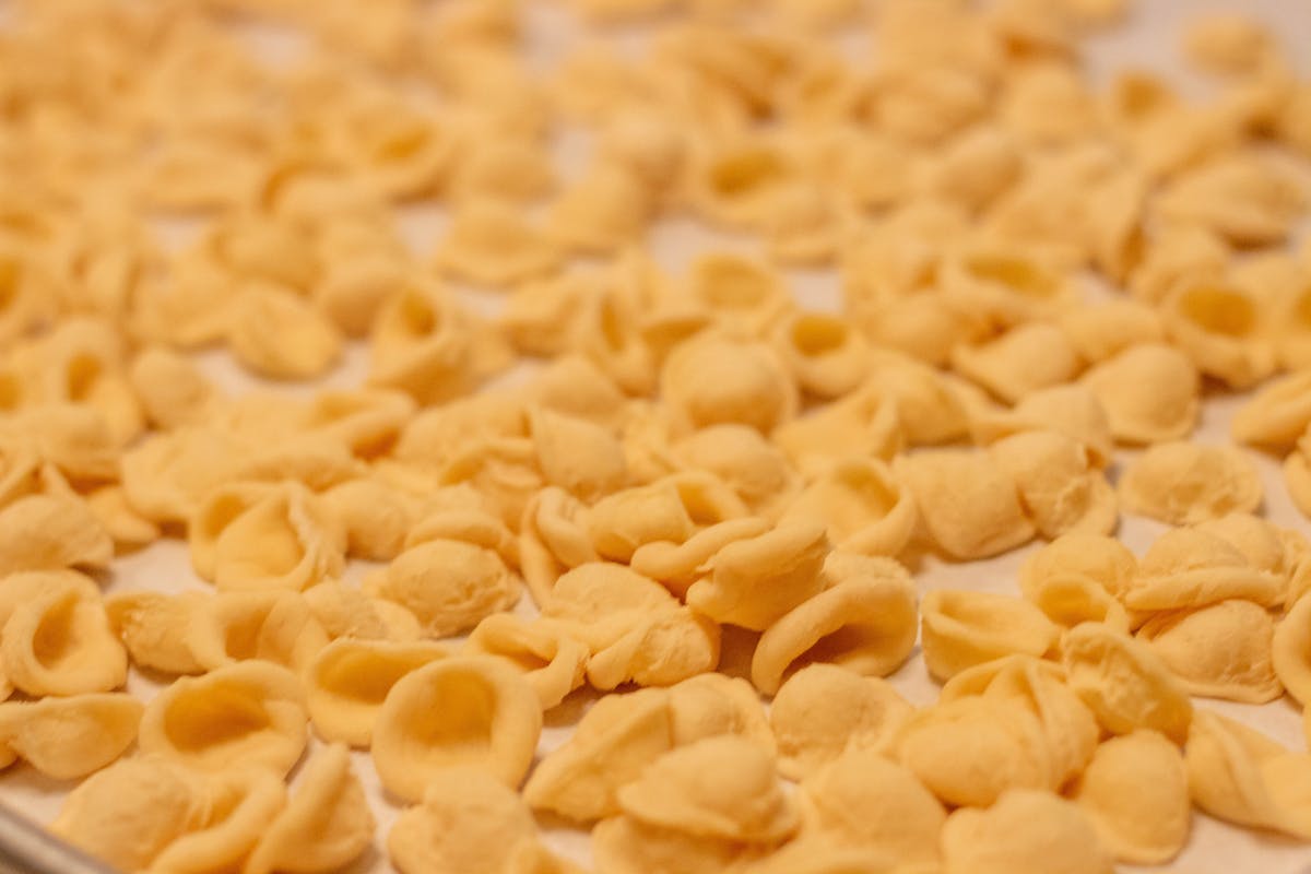 a close up of pasta