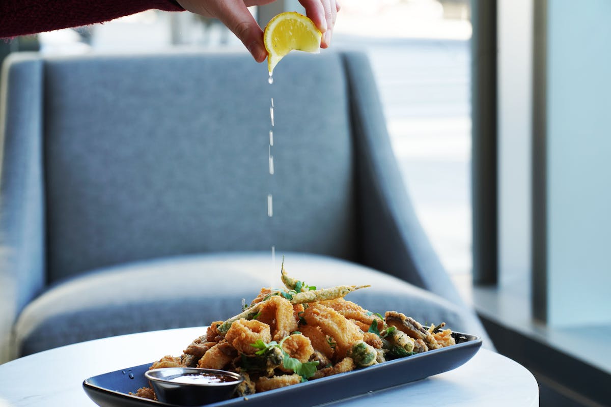 a plate of food sitting on a table