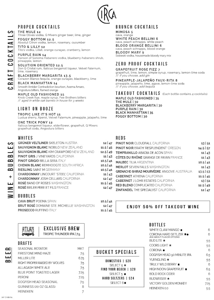 Navy Yard Hours + Location Circa Bistros