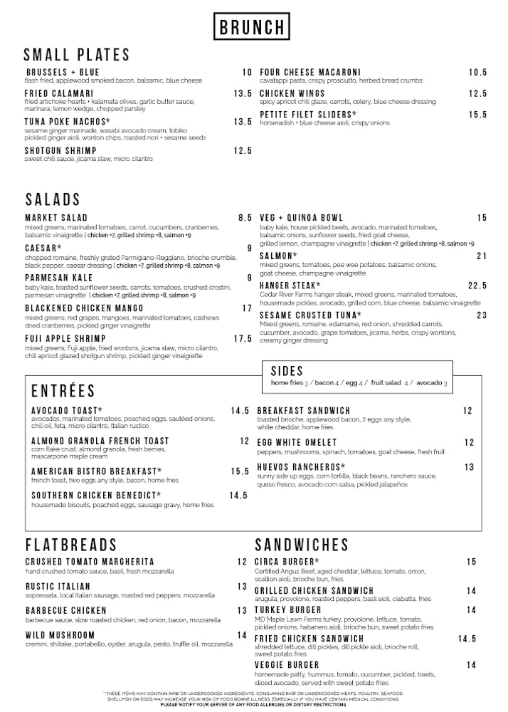 Foggy Bottom | Hours + Location | Circa Bistros