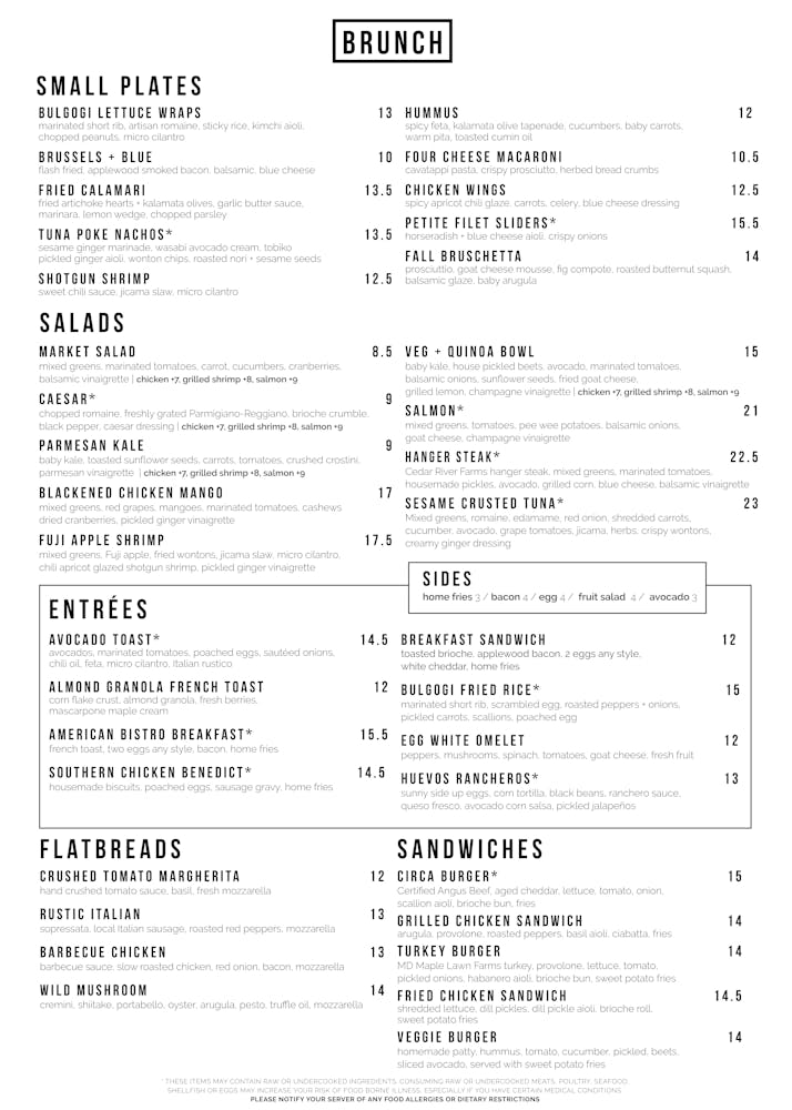 Foggy Bottom Hours + Location Circa Bistros