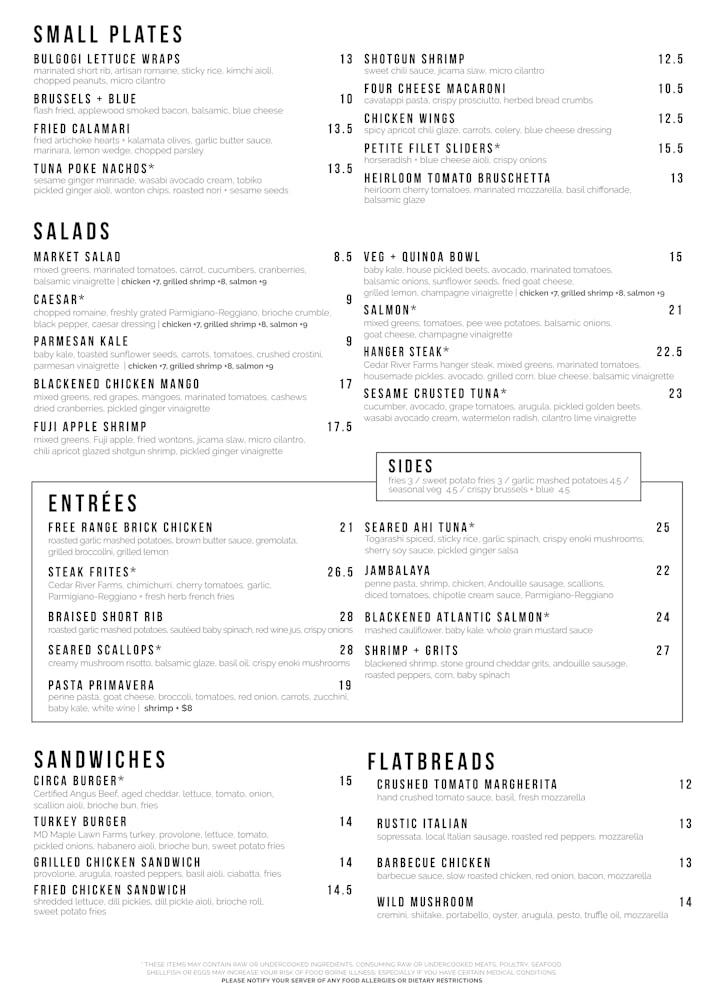 Foggy Bottom Hours + Location Circa Bistros