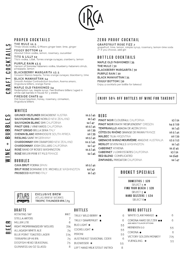 Foggy Bottom Hours + Location Circa Bistros