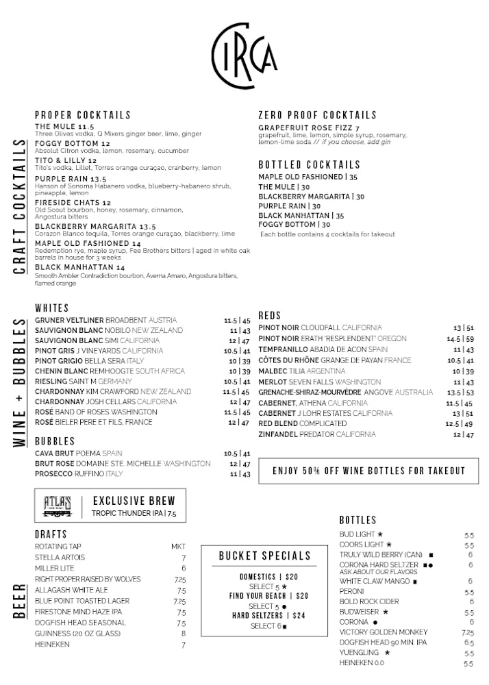 Navy Yard Hours + Location Circa Bistros