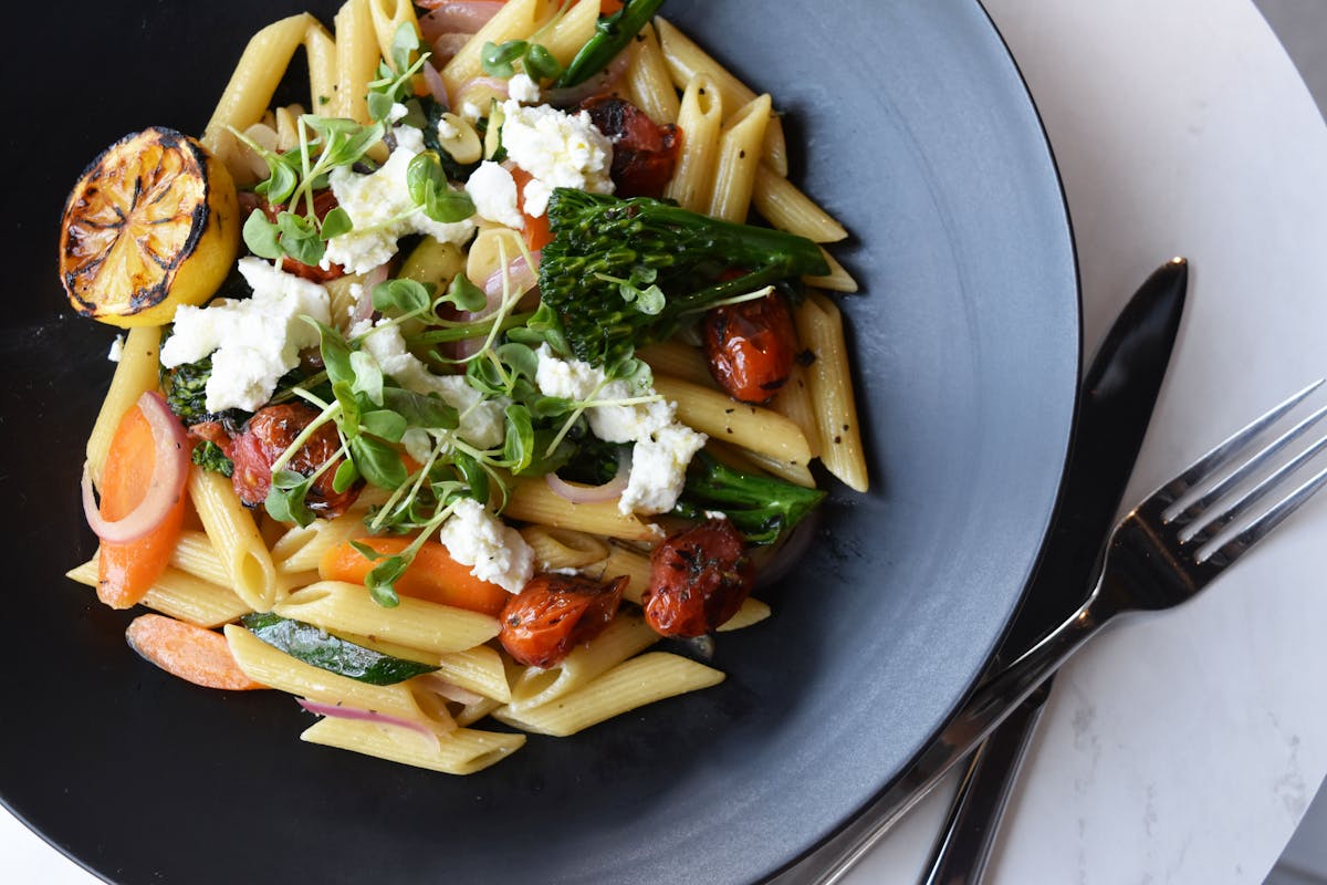 a plate of food with a fork