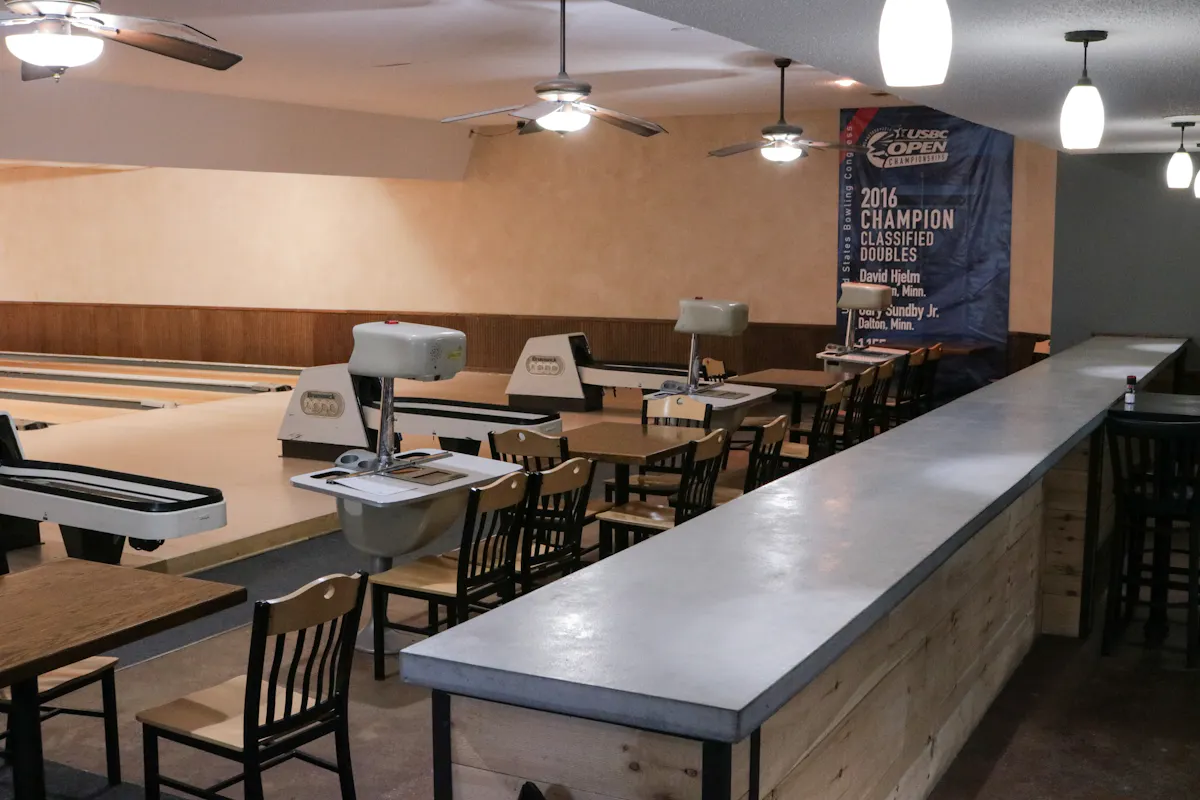 a kitchen with a dining table