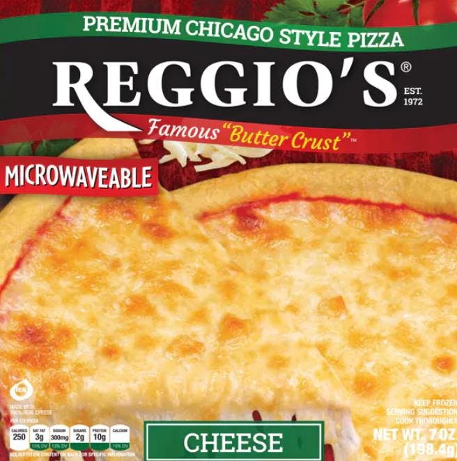 a pizza sitting on top of a sign