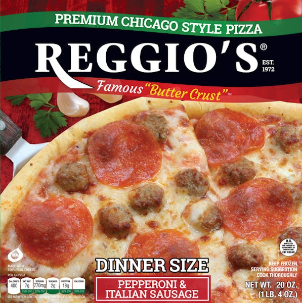 Pepperoni and Sausage Reggio's Pizza Home of The Famous "Butter