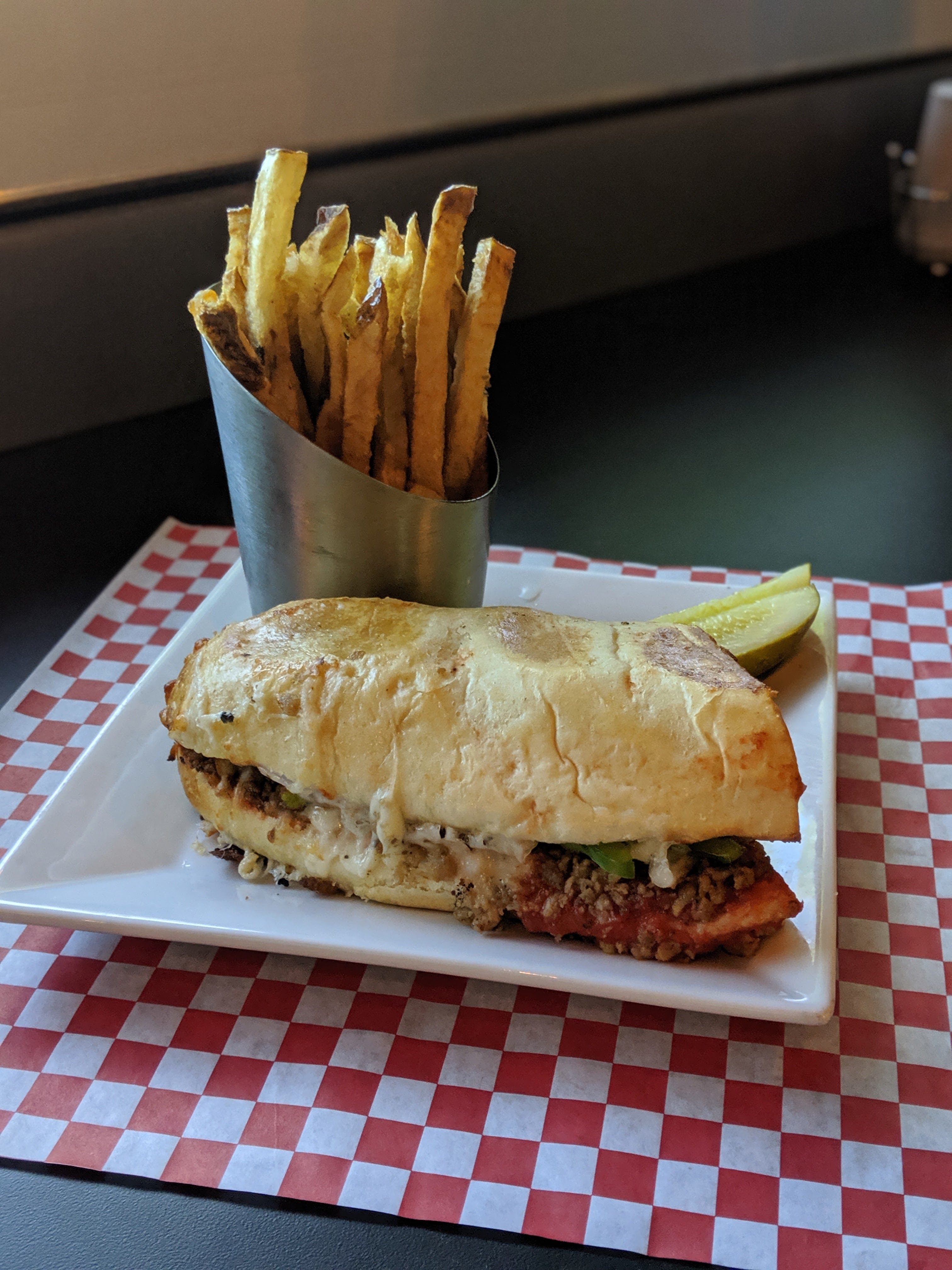 a sandwich sitting on top of a table
