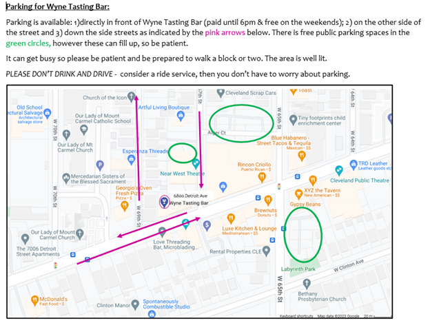 Hours & Location | Wyne Tasting Bar in Cleveland, OH