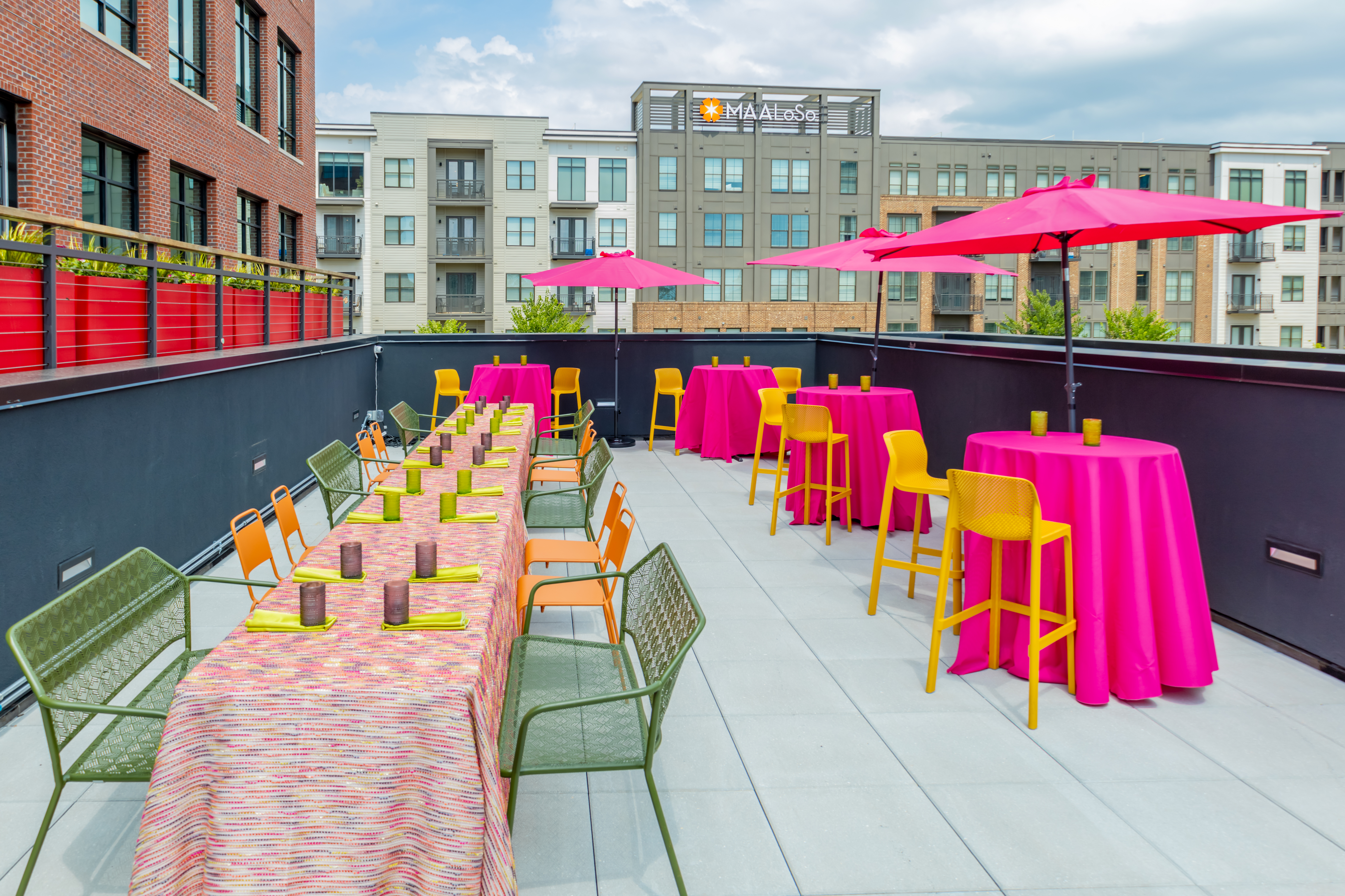 a chair sitting in front of a building