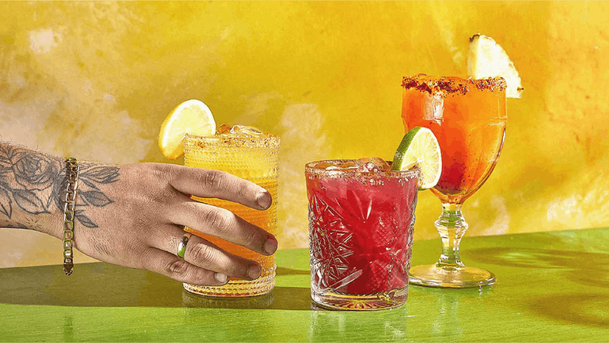 a close up of drinks